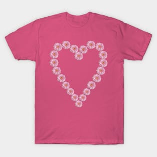 Pink Daisy Heart Valentines Day Gift T-Shirt